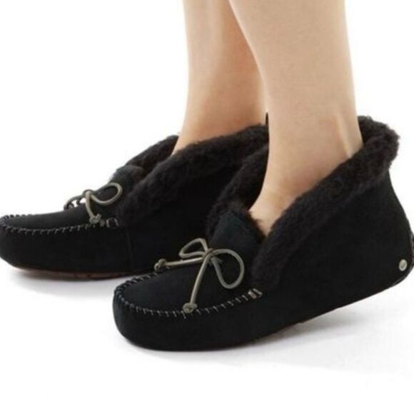 Ugg Tall Alena suede slippers in Black 7 - Picture 3 of 16